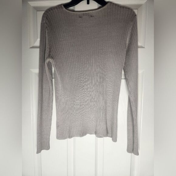 Rena Rowan for Seville S 100% SILK Fossil Longsleeves Ribbed Women’s Sweater - Picture 5 of 5